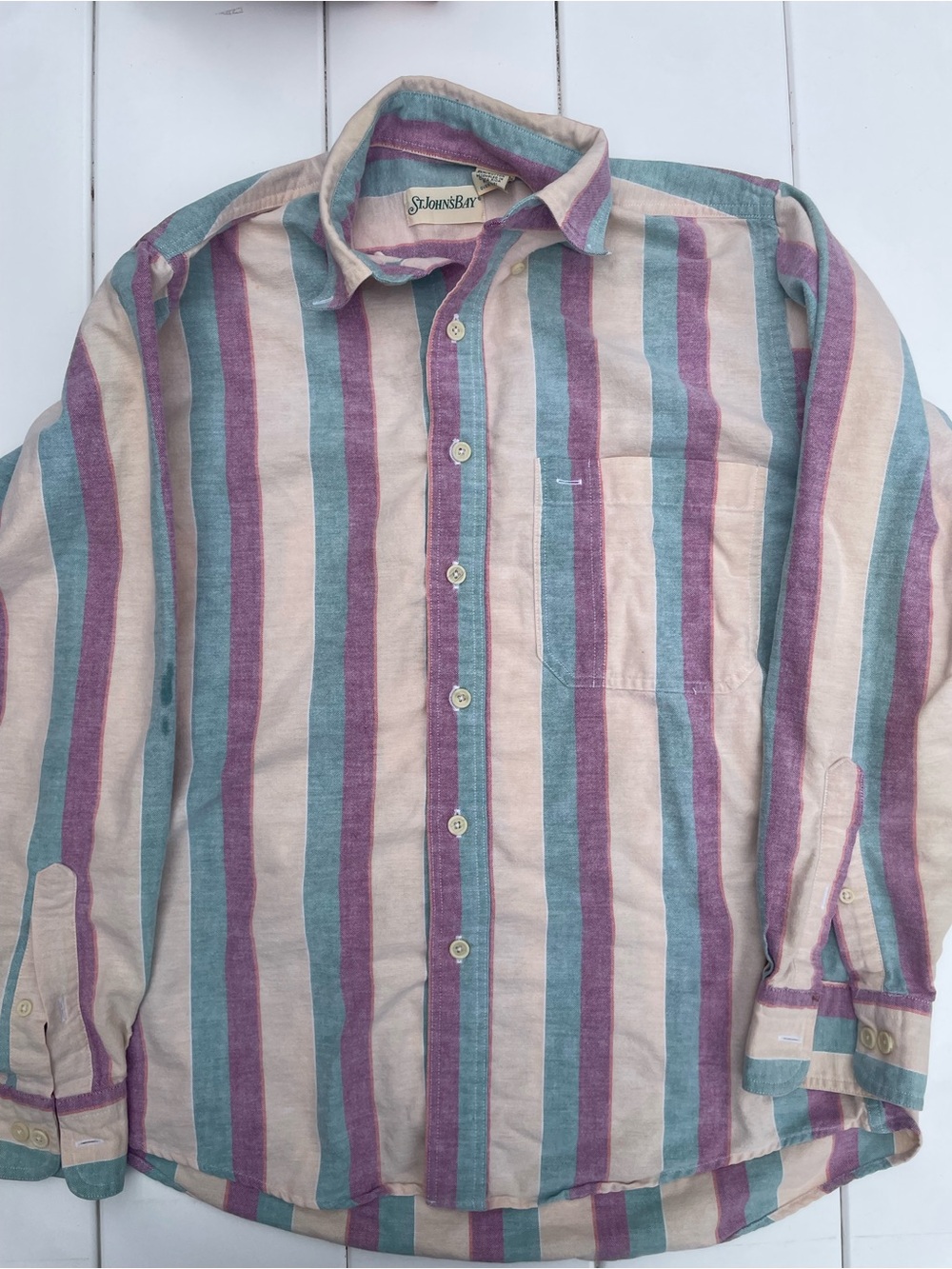 Vintage St John’s Bay Striped Western Style Long Sleeve Button Up, Size M